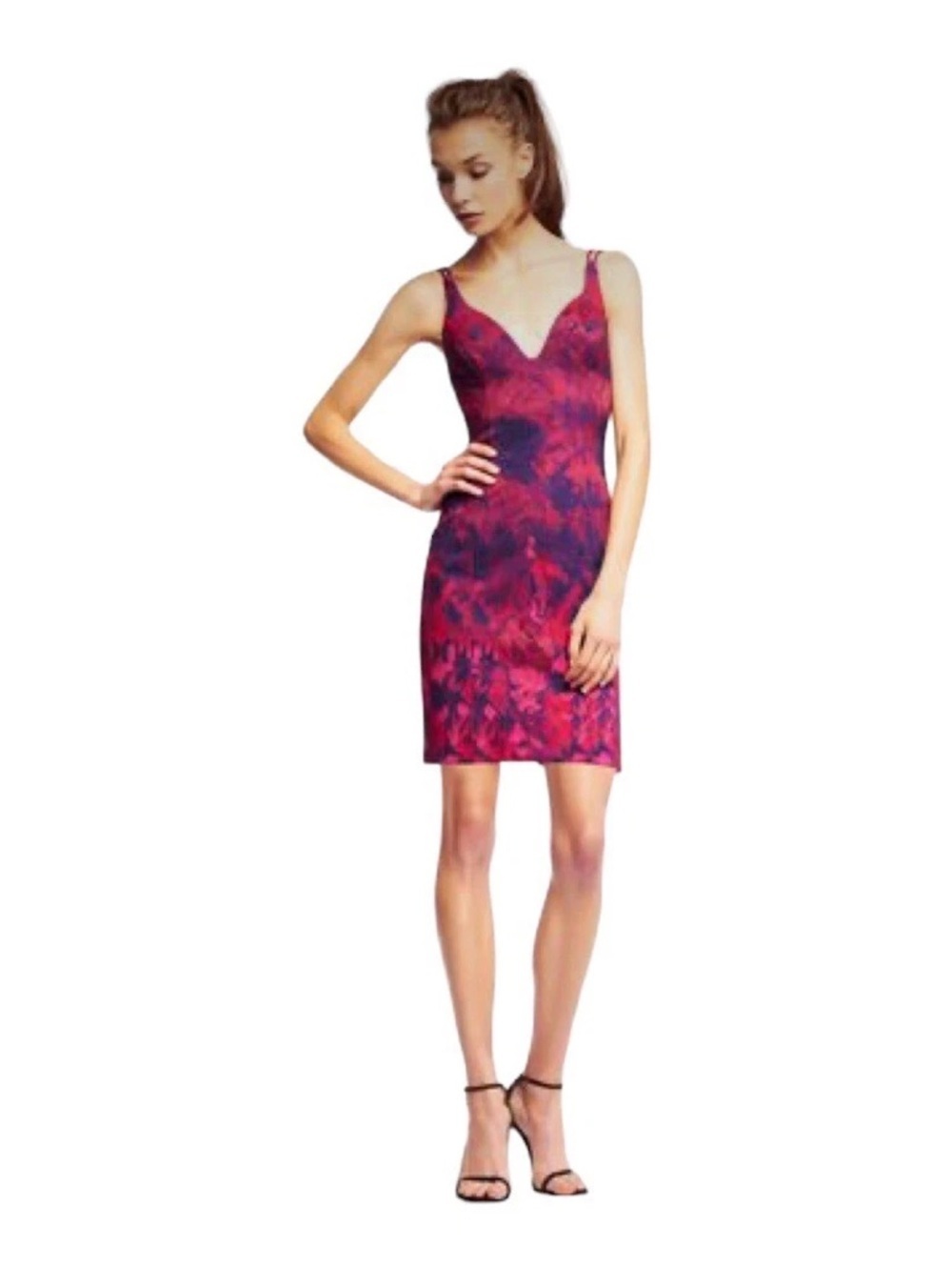 Aidan Mattox Spaghetti Strap Jacquard Mini Cocktail Dress, Size 14